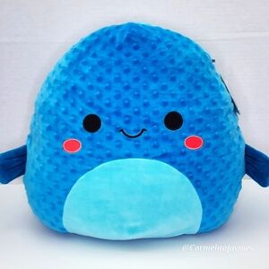 REFALO 🐡 16" Blue Pufferfish w Textured Body & Teal Belly Squishmallow ☆ NWT ☆
